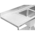 Kahe valamuga paremal nõudekuivatuse alusega ja Pritsmekaitsega 1800x600x910mm | Adexa DSB1860R - Image 3