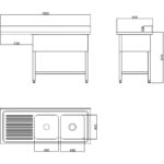 Kahe valamuga paremal nõudekuivatuse alusega ja Pritsmekaitsega 1800x600x910mm | Adexa DSB1860R - Image 5