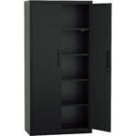 Professionaalne metallist hoiukapp 2 kiikust 900x400x1800mm Lukk 4 reguleeritavat riiulit Must | Adexa SEFC1B