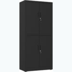 Professionaalne metallist hoiukapp 4 keeratavat ust 900x400x1800mm Lukk 3 reguleeritavat riiulit Must | Adexa SEFC2B - Image 4