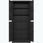 Professionaalne metallist hoiukapp 4 keeratavat ust 900x400x1800mm Lukk 3 reguleeritavat riiulit Must | Adexa SEFC2B - Image 2