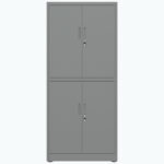 Professionaalne metallist hoiukapp 4 pöördust 900x400x1800mm Lukk 3 reguleeritavat riiulit Tumep hall | Adexa SEFC2DG - Image 4