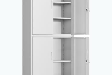 Professionaalne metallist hoiukapp 4 kiikust uksed 900x400x1800mm Lukustus 3 reguleeritavat riiulit Valge | Adexa SEFC2W