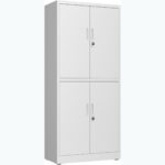 Professionaalne metallist hoiukapp 4 kiikust uksed 900x400x1800mm Lukustus 3 reguleeritavat riiulit Valge | Adexa SEFC2W - Image 3