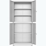 Professionaalne metallist hoiukapp 4 kiikust uksed 900x400x1800mm Lukustus 3 reguleeritavat riiulit Valge | Adexa SEFC2W - Image 4