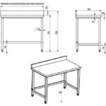 Kaubanduslik töölaud Roostevaba teras Alumine riiul puudub Tagaserv 450x600x965mm | Adexa DW4560 - Image 2