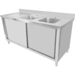 Kahe kausiga roostevabast terasest kahekordne valamu 1500x600x900mm pritsmekaitsega | Adexa DSD15602DR