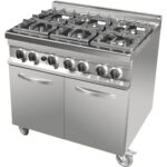 Professionaalne gaasipliit 6 põletit 24kW GN2/1 gaasiahjus 8kW | Adexa Hotmax 700 GR763