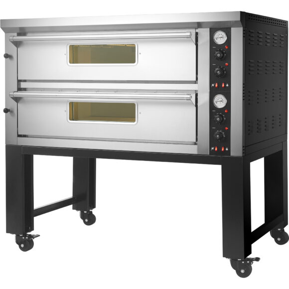 Kaubanduslik pitsaahi alusega Elektriline 2 kambrit 6+6 pitsat x 33 cm 500°C Mehaanilised juhtnupud 13,2 kW 400 V | Adexa PS602