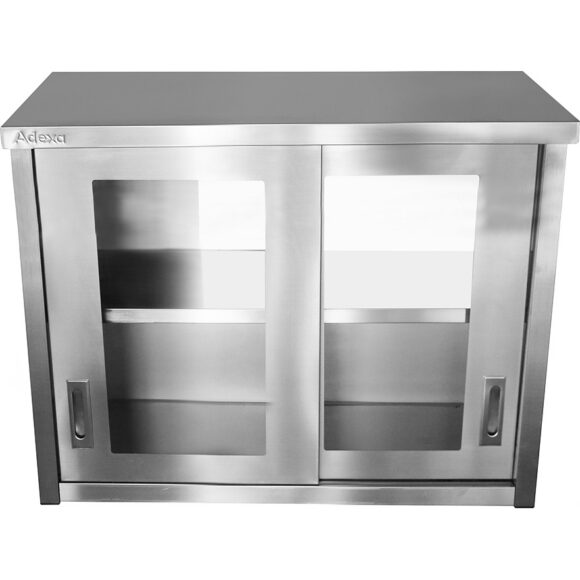 Seinakapik kapp klaasist lükandustega Roostevaba teras 1000x400x800mm | Adexa SWCGDHH100402 - Image 2