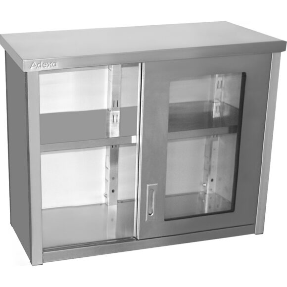 Seinakapik kapp klaasist lükandustega Roostevaba teras 1000x400x800mm | Adexa SWCGDHH100402