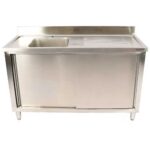 Kaupmehe valamu liugustega Roostevaba teras 1 kauss Vasak Alumine riiul Pritsmealus 1800x700x900mm | Adexa DSA180702DL - Image 2