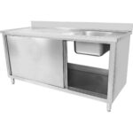 Kaubanduslik valamu liugustega Roostevaba teras 1 kauss Paremal Alumine riiul Tagaserk 1800x600x900mm | Adexa DSA180602DR