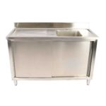 Kaubanduslik valamu liugustega Roostevaba teras 1 kauss Paremal Alumine riiul Tagaserk 1800x600x900mm | Adexa DSA180602DR - Image 2