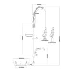 Eelpesu pihustusseade Seinale paigaldatav Kahekordne sisselaskeava Kõrgus 1055mm Roostevaba teras | Adexa EQ2802A12 - Image 2