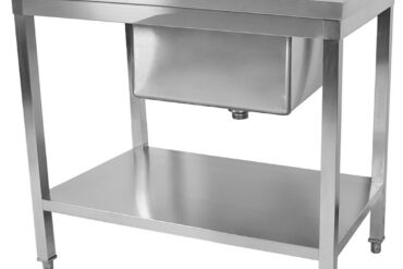 Kommertsiaalne kraanikauss roostevaba teras 800x600x900mm 1 kauss paremal pritsmekaitse alumine riiul | Adexa STD08060R