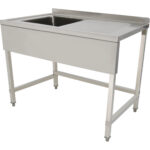 Kaubanduse valamu Roostevaba teras 1200x700x900mm 1 kauss vasakul Praktiline tagasein 50mm | Adexa DSE1270L