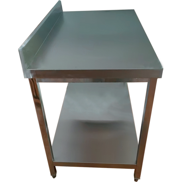 Äriline töölaud alumise riiuli ja tagapaneeliga, roostevaba teras, neljakandilised jalad 1200x600x900mm | Adexa QNH11114 - Image 5