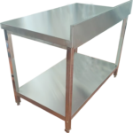 Kaubanduslik töölaud koos tagaseinaga roostevaba teras, ruudukujulised jalad 900x800x900mm | Adexa QNH11136 - Image 2