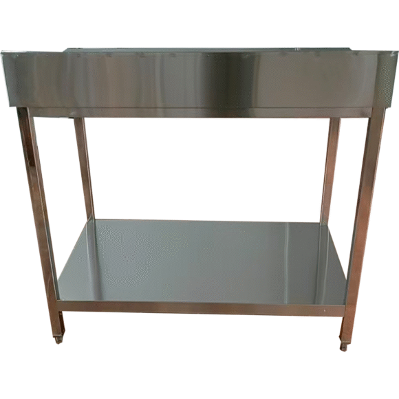Äriline töölaud alumise riiuli ja tagapaneeliga, roostevaba teras, neljakandilised jalad 1200x600x900mm | Adexa QNH11114 - Image 4