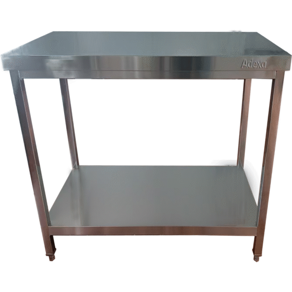 Äriline töölaua alariiul Roostevaba teras Ruudukujulised jalad 1800x700x900mm | Adexa QNH1192 - Image 3