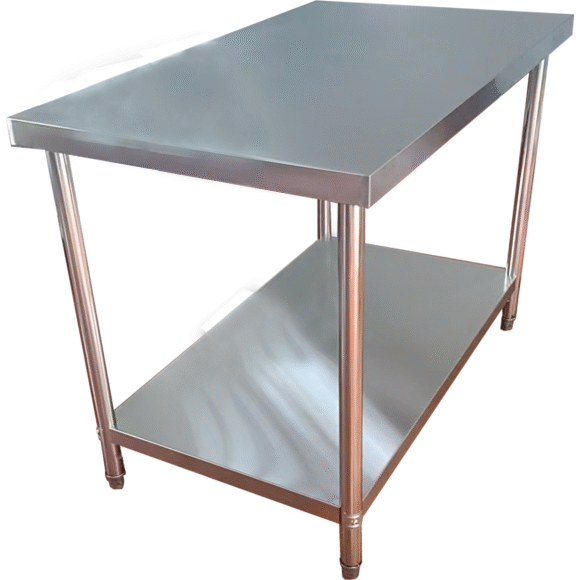 Äriline töölaua alumine riiul roostevabast terasest ümarad jalad 600x800x900mm | Adexa QNH1126 - Image 6