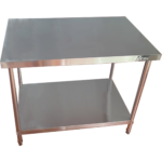 Kaubanduslik töölaud alumise riiuliga, roostevaba teras, ümarad jalad, 600x700x900mm | Adexa QNH1114 - Image 3