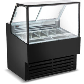 Professionaalne Gelato ja Jäätise Serveerimise Letikapp, 7 vanniga, Sirge esiosa, Must | Adexa DW7B