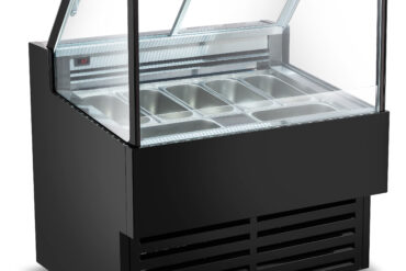 Professionaalne Gelato ja Jäätise Serveerimislett, 7 vanniga, Sirge esiosa, Must | Adexa DW7B