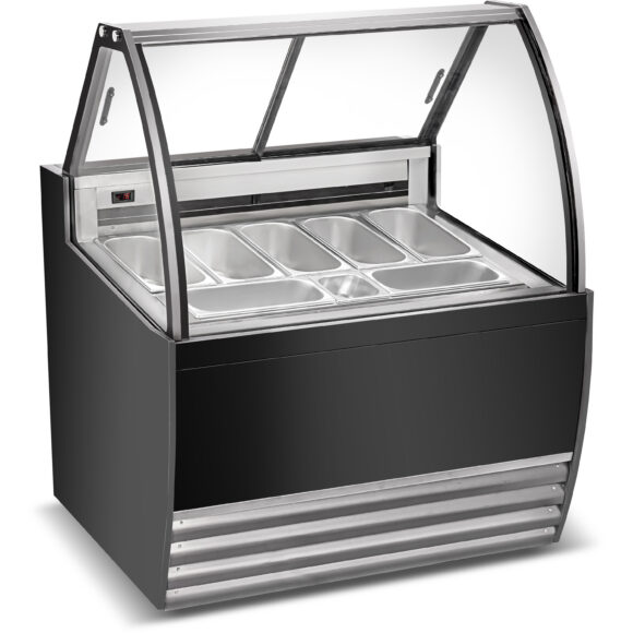 Professionaalne Gelato ja Jäätise Serviiriraamat 7 anumat Kumer esiosa Must | Adexa DW7RB