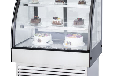 Vitriinkülmik koogilett Ümar esiosa 2 riiuliga 900x700x1200mm Roostevaba teras ja Must | Adexa HL900S2