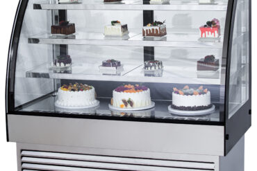 Vitriinkülmik Ümar Esiosa 2 Riiuliga 1200x700x1200mm Roostevaba Teras & Must | Adexa HL1200S2