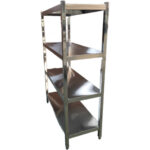 Roostevabast terasest riiulisüsteem ruudukujuliste jalgadega ja 4 riiuliga | Adexa QHSS1505 - Image 2