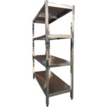 Roostevabast terasest riiulisüsteem ruudukujuliste jalgadega ja 4 riiuliga | Adexa QHSS1505 - Image 5