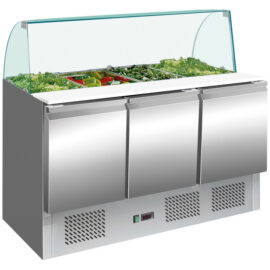 Saladette ettevalmistuslett klaaspealsega 1365x700x1350mm 3 ust | Adexa THS903CG