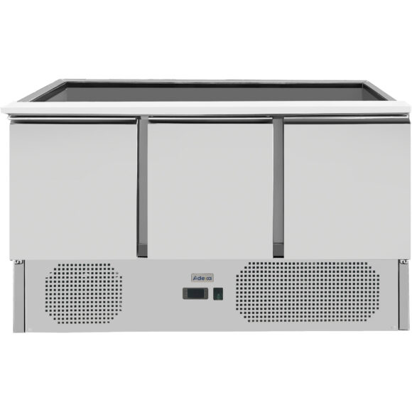 Saladette ettevalmistuslett klaaspealsega 1365x700x1350mm 3 ust | Adexa THS903CG - Image 2