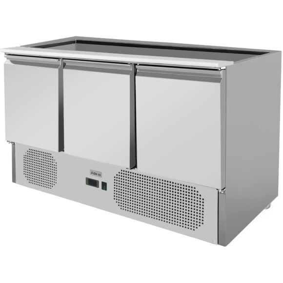Saladette ettevalmistuslett klaaspealsega 1365x700x1350mm 3 ust | Adexa THS903CG - Image 4