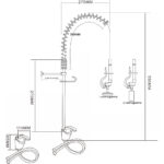 Eelpesu pihustusühik Tekile paigaldatav Tõstetav käepide Üks auk Topeltühendus Kõrgus 550mm Auk 22mm Roostevaba teras | Adexa 6801A - Image 2