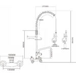 Eelloputusdush koos kraaniga Seinale kinnitatav Pöördkäepide Kaks auku Topeltühendus Kõrgus 640mm Ava 18mm Roostevaba teras | Adexa 6803A08 - Image 2