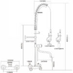 Eelpesudush koos kraaniga Seinakinnitus Pööratav käepide Kaks ava Kahekordne ühendus Kõrgus 1150mm Ava 18mm Roostevaba teras | Adexa 6903A12 - Image 2