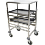 Pannikäru koos pealmise riiuliga 6x600x400mm kandikud Roostevaba teras 470x620x970mm Kihi kaugus 80mm | Adexa RT6406T