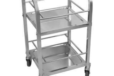 Serveerimislaud/Joogikäru pudelite jaoks Roostevaba teras 2 riiulit kaitseraamiga Ruuttorud 450x400x835mm | Adexa SBTB2C