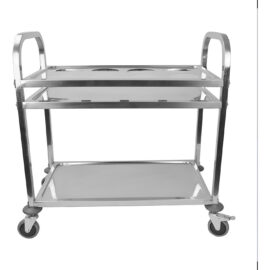 Serveerimiskäru Roostevaba teras 2 riiulit, millest 1 pudeliraamiga Ruudukujulised torud 850x450x900mm | Adexa SCT2A