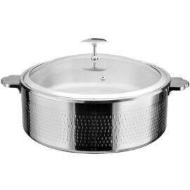 Serveerimis- ja kuumutusnõu klaaskaanega & roostevabast terasest sisuga kolmekihiline vasardatud pind ⌀320x120mm roostevaba terase viimistlus | Adexa E0312001