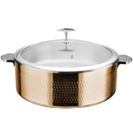 Serveerimis- ja soojenduspott klaaskaanega & roostevabast terasest sisuga kolmekihiline vasardatud pind ⌀320x120mm vask | Adexa E0312010