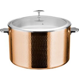 Serveerimis- ja kuumutuspotiga klaaskaanega & roostevabast terasest sisuga kolmekihiline haamerdatud pind ⌀320x210mm vask | Adexa E0312301