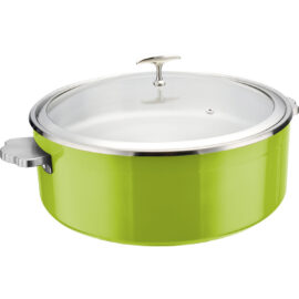 Serveerimis- ja soojenduspott klaaskaanega ja keraamilise sisuga Kolmekihiline haamerdatud pind ⌀320x120mm Roheline | Adexa E0912010M