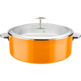 Serveerimis- ja soojenduspott klaaskaanega & roostevabast terasest sisuga Kolmekihiline haamerdatud pind ⌀320x120mm Oranž | Adexa E0912015