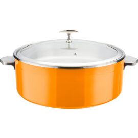 Serveerimis- ja kuumutusnõu klaaskaanega & keraamilise sisuga Kolmekihiline haamerdatud pind ⌀320x120mm Oranž | Adexa E0912015M