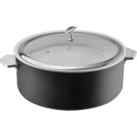 Serveerimis- ja soojenduspott klaaskaanega & roostevabast terasest sisuga Kolmekihiline haamerdatud pind ⌀320x120mm Must | Adexa E0912016